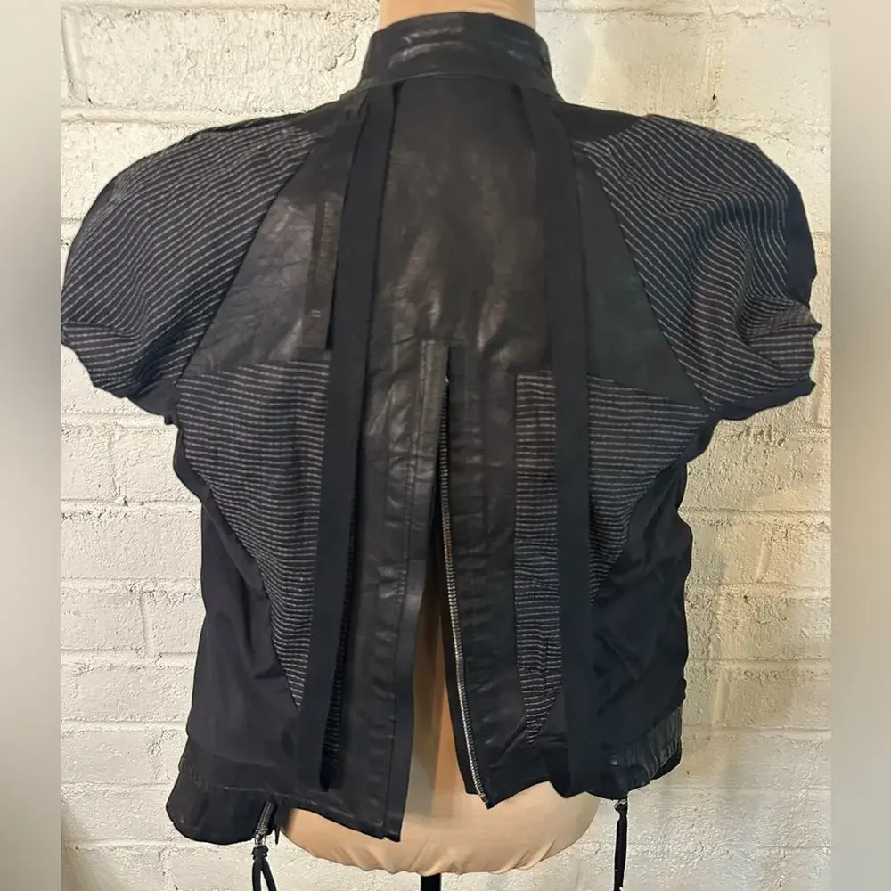 11 By Boris Bidjan Saberi Black Waxed Leather Jacket size XS 90's Grunge Zippers